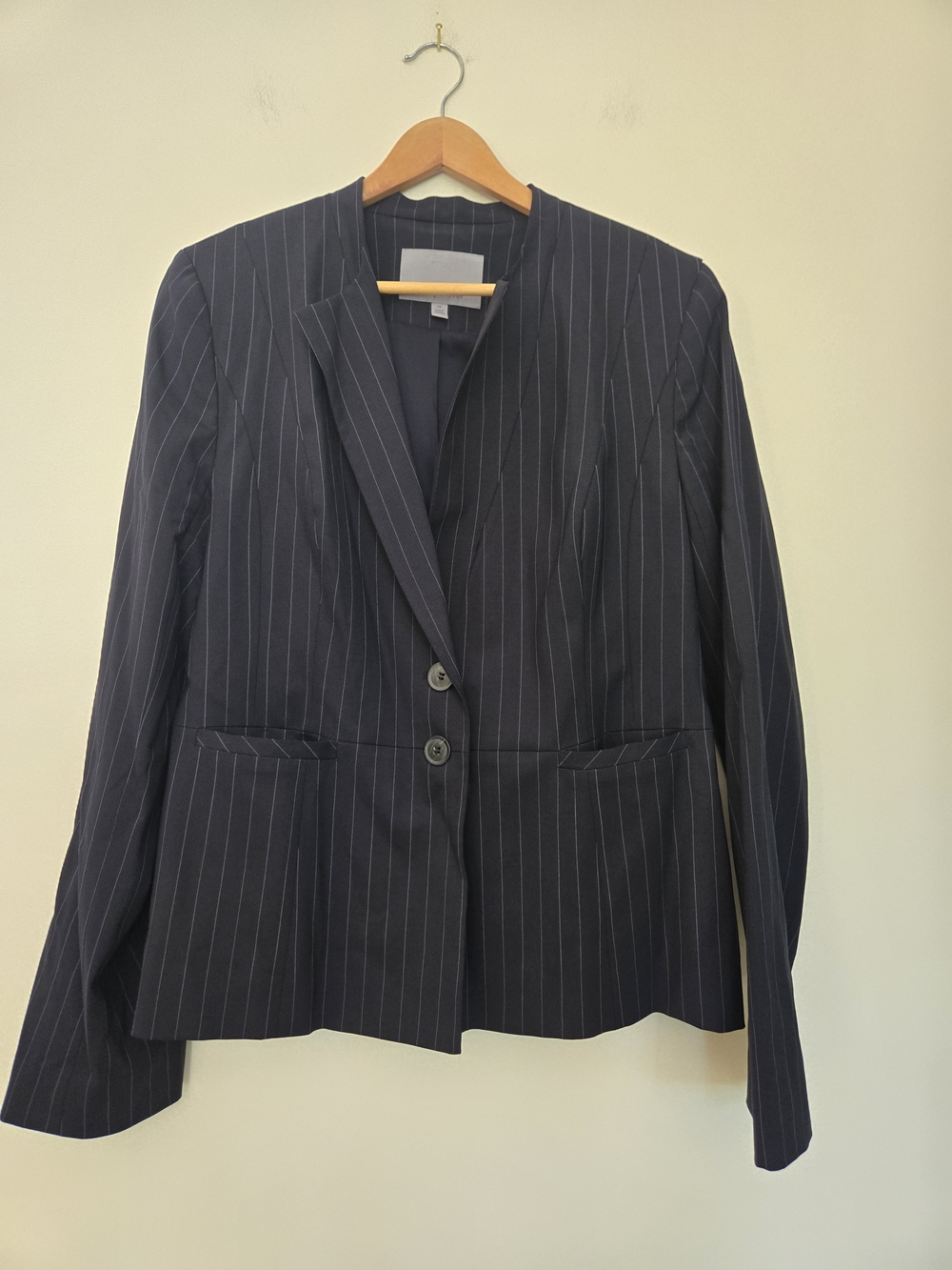 Women's Navy Pinstripe Blazer Jacket